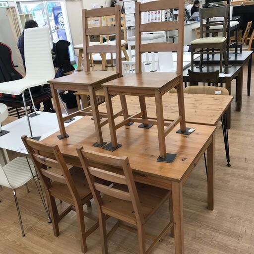 ★ジモティ割あり★ IKEA ダイニングテーブルセット ナチュラル H74×W119×D75 クリーニング済み KJ7502