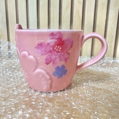 箱あり新品未使用！2025スタバ福袋マグカップ355ml☆大きめマグ☆マグフラワーエンボス☆さくらの画像