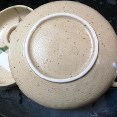陶器の和皿和食器塗り両手持ち手ありペア2個セット直径16.5cmの画像