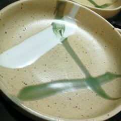 陶器の和皿和食器塗り両手持ち手ありペア2個セット直径16.5cmの画像