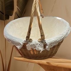 藤バスケット2個セットの画像