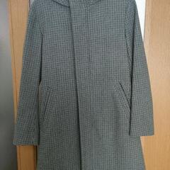 チェック柄フード付き冬用コート