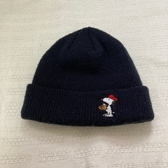 ニット帽ネイビー　スヌーピー（53〜55cm）