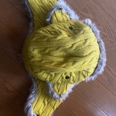 帽子　耳当て　ニット黄の画像