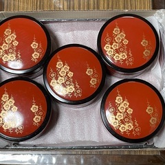 【未使用品】おひつ5点セット　直径14cm 高さ6.3cm