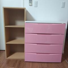 【中古】洋服タンス４段＆本棚３段の画像