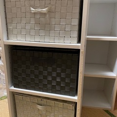 IKEA カラーボックスx2 収納ケース白x3 ブラウンx3 セット
の画像