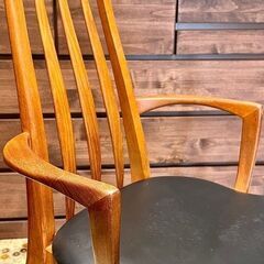 【武蔵小山店】 【在庫２点】　アームチェア　ダイニングチェア　チーク材 北欧 ハイバックチェア ヴィンテージ ダイニング チェア 椅子 イス 検) Niels Koefoed　EVA  エヴァチェア　エバチェア　エバ エヴァ　チェア　【アーム無し タイプも同時販売中 在庫５脚】　チーク　デンマークの画像