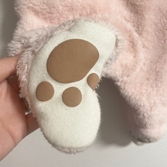 クロワッサンズベベ　ボアジャンプスーツ　うさ耳　　60〜70の画像