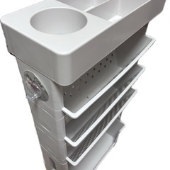 ほぼ新品　ホワイト　可動式　本棚　小物入れの画像