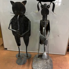 ブリキ？ 置き物 オブジェ 犬 猫