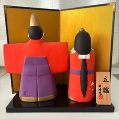 雛人形セット 立ち雛 赤紫陶器製 昭峰作都立雛(大) 彩堂窯の画像