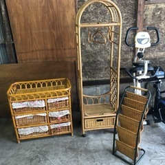 太子町太田倉庫✨ラタン家具3点セット❗️ チェスト・ハンガーラッ...