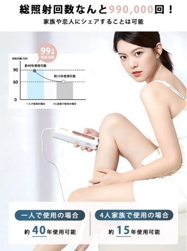 【新品未使用】① 脱毛器　無痛脱毛　VIO対応　男女兼用　光美容器　HIPL冷感