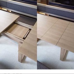 美品✨120伸長テーブル ジャスト JUST 120cm 食堂テーブル 食卓 木製 ナチュラル エクステンション 4本脚 モダン シンプル シギヤマ 