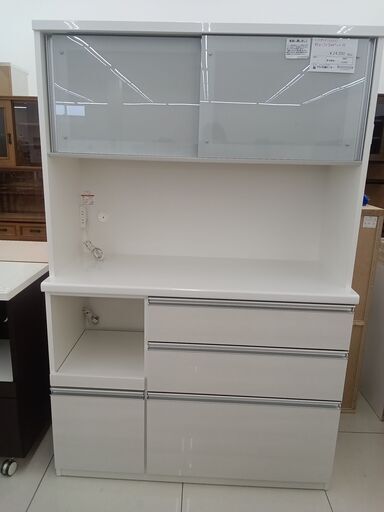 ★ジモティ割あり★ 松田家具 レンジボード ホワイト H179×D48.5×W117 クリーニング済み HJ5557