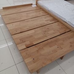 ★ジモティ割あり★  セミダブルベット ナチュラルブラウン H14×D199×W120 クリーニング済み HJ5563の画像