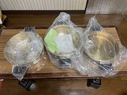 【未使用品】最高級しばのキッチン　特殊アルミニウムゴールド仕上げ鍋3点セット