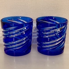 切子 細工 ロック グラス × ２ 伝統 工芸 アンティーク レ...