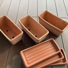 決まりました　陶器　3個とトレイセット　プランター ＤＥＧＲＥＡ...