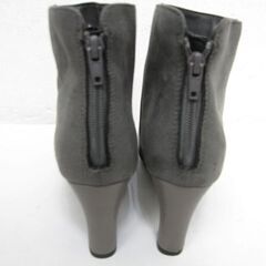 【極美品】一度のみ着用 レディース ショートブーツ レザー＆スエード切替  バックファスナー グレー XLサイズ の画像