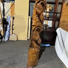 木製彫刻　虎　アンティーク　衝立の画像