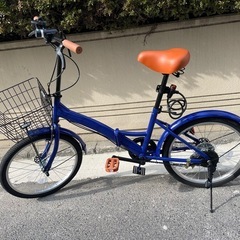 未使用品　折り畳み自転車　ダークブルー