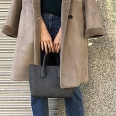 【URBAN RESEARCH DOORS】ベージュ フード付き ムートンコートの画像