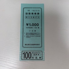 おりひめバス　回数券　群馬県桐生市　④  11枚綴り