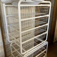 IKEA ALGOT ランドリーバスケット ホワイト 3個セットの画像