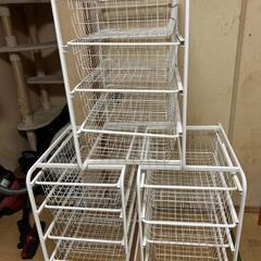 IKEA ALGOT ランドリーバスケット ホワイト 3個セットの画像