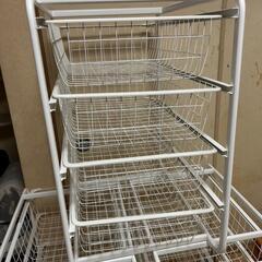 IKEA ALGOT ランドリーバスケット ホワイト 3個セットの画像