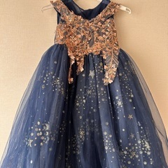 [1/20迄限定] ピアノ発表会ドレス　ネイビー フレアドレス ビーズ刺繍の画像