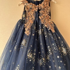 [1/20迄限定] ピアノ発表会ドレス　ネイビー フレアドレス ビーズ刺繍の画像