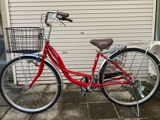 【26インチ自転車】外装6段変速　LEDオートライト付　BAA認定車❗️大きめの前カゴ使用❗️鍵新品❗️スペアキーあり　若林自転車　膳