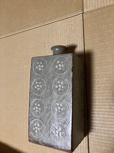 島岡達三　象嵌扁壺　益子焼き
