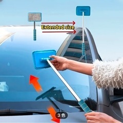 新品未使用マイクロファイバークロス付き伸縮式車用フロントガラスクリーナーツール ガラスワイパー、自動車メンテナンス黒の画像