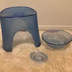 お風呂椅子イスいす&洗面器&石鹸トレイソープバス3点セットブルー