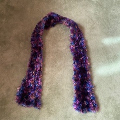 美品マフラー　ふわふわ①紫青の画像