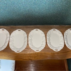 【未使用品】ブランド不明　レトロ　楕円皿　洋皿　6枚セットの画像