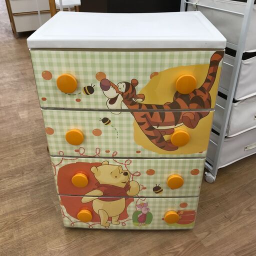 ★ジモティ割あり★  4段収納ケース プーさん H80×W55×D49 クリーニング済み KJ7541