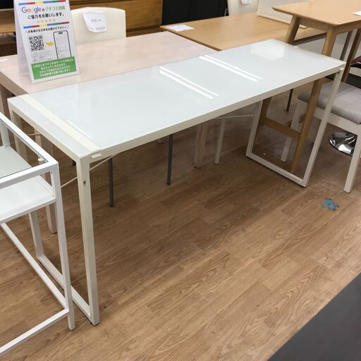 ★ジモティ割あり★ ニトリ ガラスデスク ホワイト H76×W150×D45 クリーニング済み KJ7542