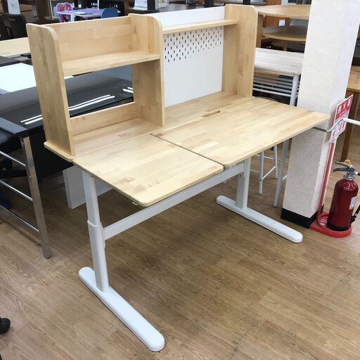 ★ジモティ割あり★ IKEA 手動昇降学習机 ホワイト H100～123×W120×D83 クリーニング済み KJ7543