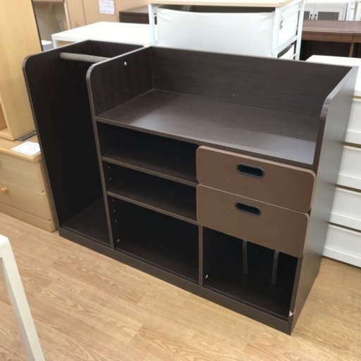 ★ジモティ割あり★  キッズハンガーラック ダークブラウン H90×W121×D42 クリーニング済み KJ7546