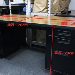 中古スチールデスク（引き出し付き）/事務デスク/オフィスデスク ⑤の画像