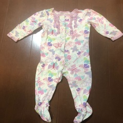 蝶々柄 フリル 足付きロンパース 70サイズ 女の子向け ベビー...