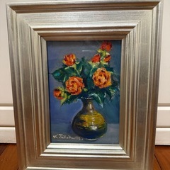 16.「花（バラ）」髙橋一善 油絵 35.「花」髙橋一善 油絵 - メルカリ