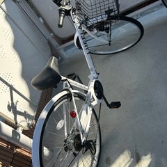 美品 26インチ 6段変速 折りたたみ自転車 白　 