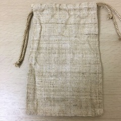 小さい巾着　麻　※状態悪いですの画像