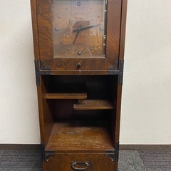 民芸家具 キャビネット 収納棚 時計 ○民芸家具 キャビネット 収納棚 時計